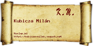 Kubicza Milán névjegykártya