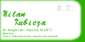 milan kubicza business card